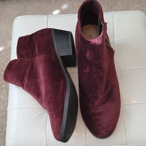 Call It Spring Velvet Maroon Ankle Booties